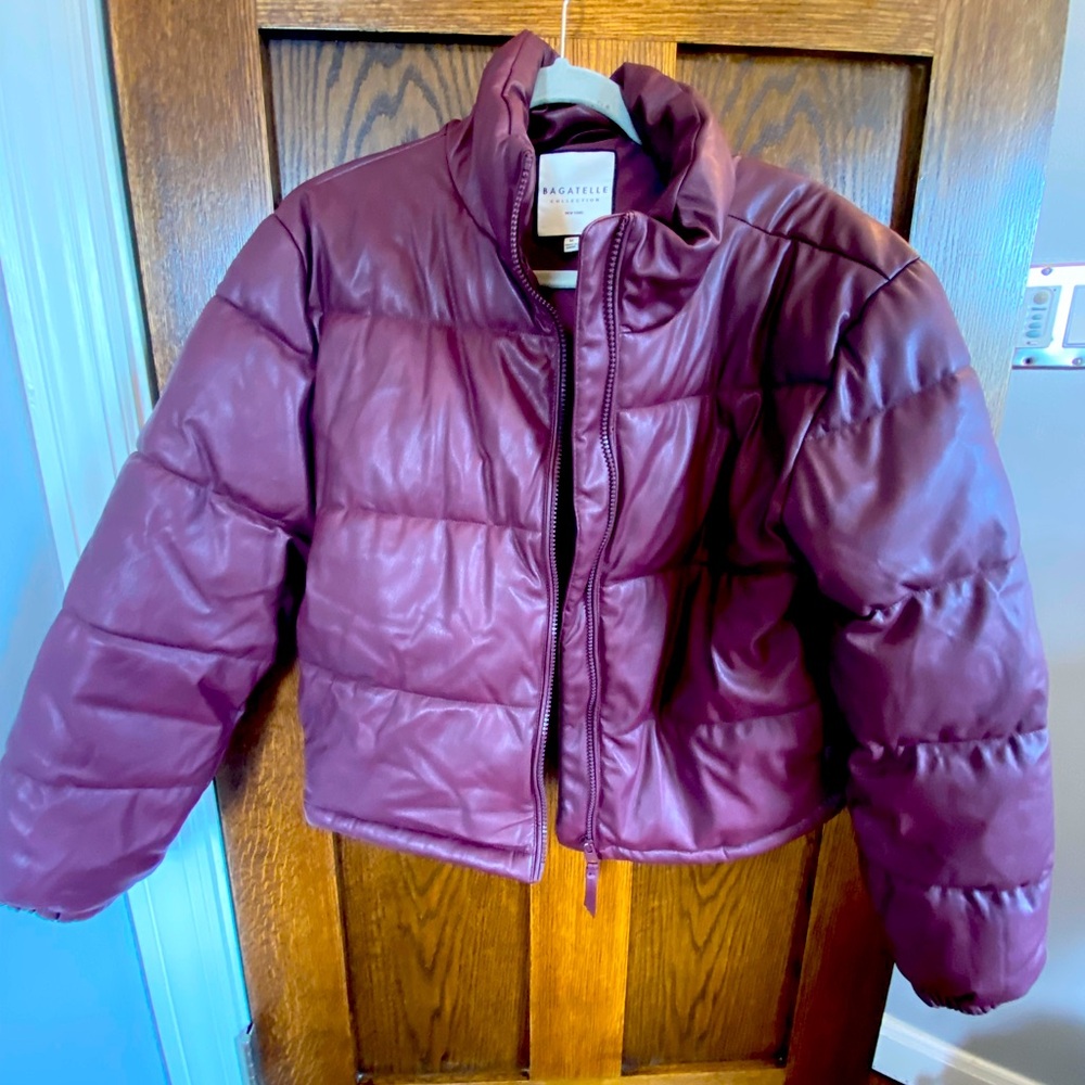 NWOT Bagatelle faux leather puffer jacket